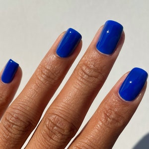 Electric Blue Vegan Nail Polish - Cobalt Bright Blue Creme Nail Polish - NYFW