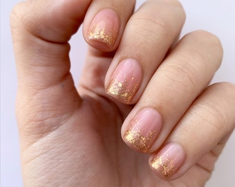 Topper pour vernis à ongles végétalien en paillettes métalliques dorées - Sun-Kissed