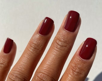 Dark Red Creme Nail Polish: Gothic Burgundy Nails