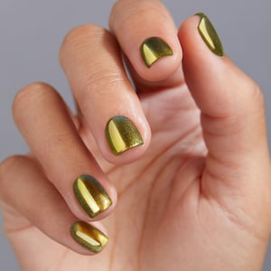 Gold, Green, Pewter Blue Multichrome Nail Polish, Color Shifting Polish - Singularity