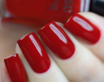 Blood Red Vegan Nail Polish - Neon Bright Red Creme Nail Polish - The Devil Wears Cirque Colors