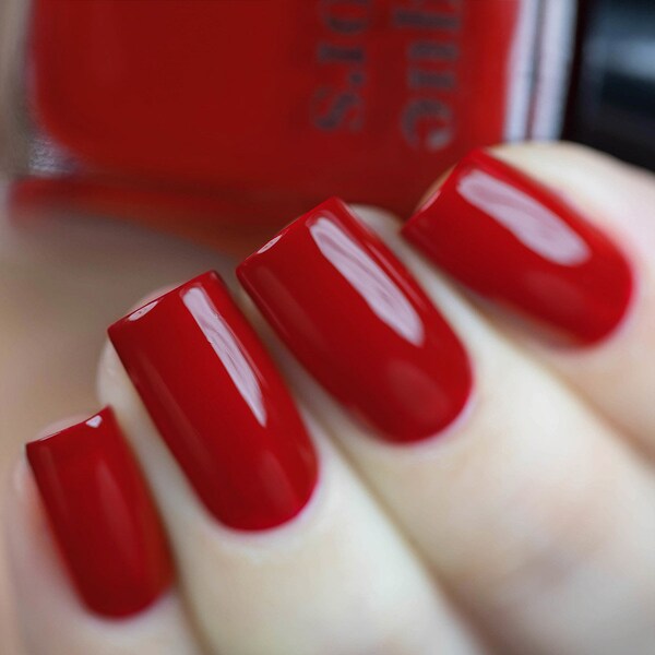 Blood Red Vegan Nail Polish - Neon Bright Red Creme Nail Polish - The Devil Wears Cirque Colors