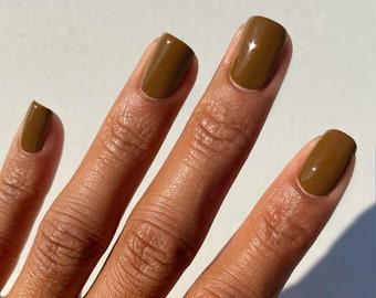 Greenish Brown Vegan Nail Polish - Brownish Green Creme Vegan Nail Polish - Walk on the Wild Side