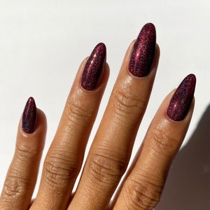 Deep Red Holographic Vegan Nail Polish Oxblood Red Holo Iridescent Glitter Nails Ambrosia image 6