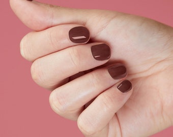 Chocolate Brown Jelly Nail Polish, Sienna Dark Reddish Brown Nails - Cocoa Jelly