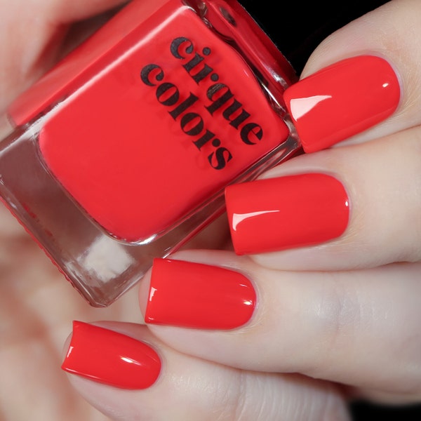 Neon Red Vegan Nail Polish - Bright Red Orange Creme Nails - Maria Maria