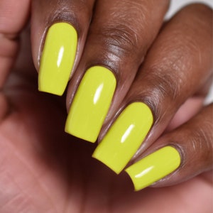 Yellow Green Creme Yellow Vegan Nail Polish - Bright Neon Pastel Nail Polish - Hustle