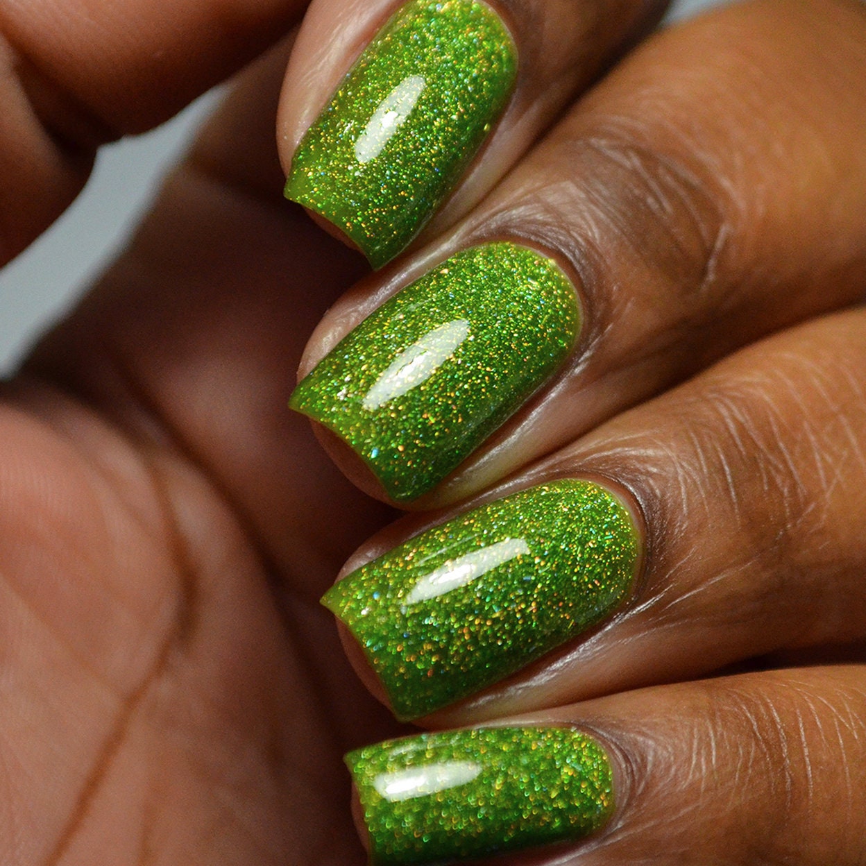 Electric Lime Shine Iridescent Nail Glitter For Nail Art (15gm Bag)