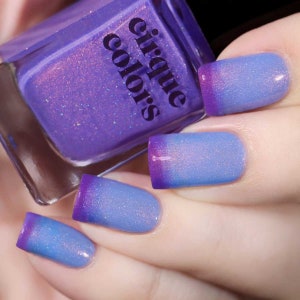 Blue Thermal Vegan Nail Polish - Purple Color Changing Nails - Glitter Indie Mood Nails - Terra