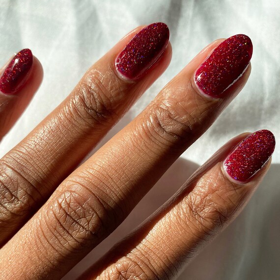 Deep Red Holographic Vegan Polish Red Glitter Thermal - Etsy