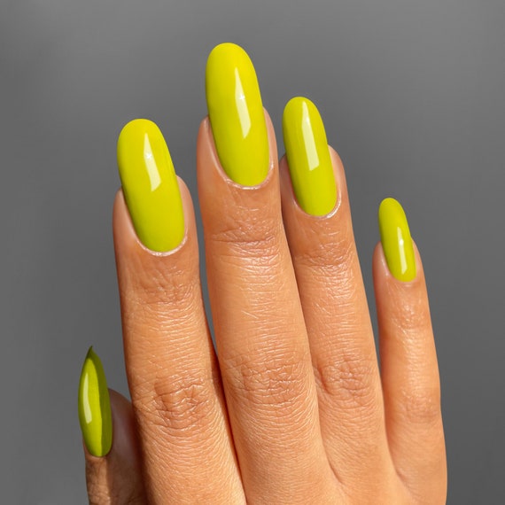 Neon Yellow Nail Polish - LivOliv Cosmetics Vegan Nail Varnish - Harmony