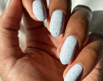 White Speckled Blue Nail Polish - Flakie Nails - Vegan Nail Polish - Acid Wash