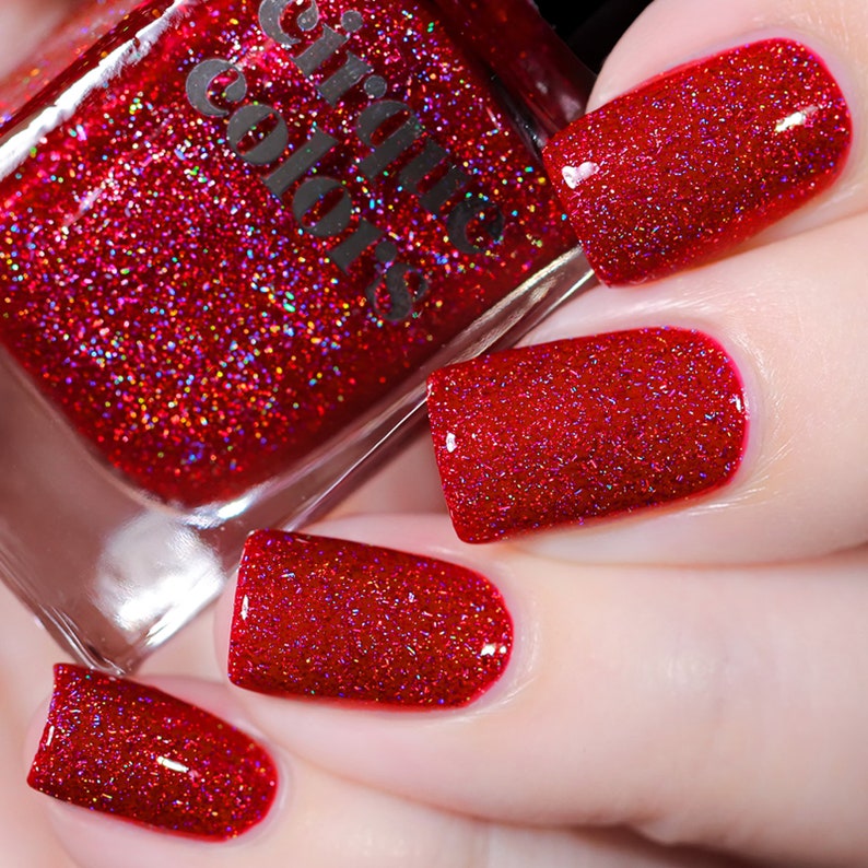 Ruby Ruby Red Holographic Nail Polish Red Glitter Holo Etsy