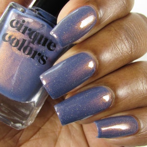 Slate Blue Iridescent Vegan Nail Polish - Blue Grey Shimmer Holo Nail Polish - Velvetine
