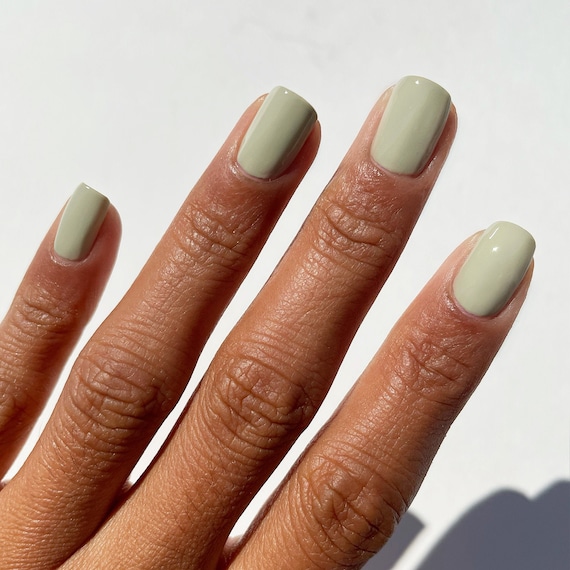 40+ Trendy Ways To Wear Green Nail Designs : Green on Green Short Nails
