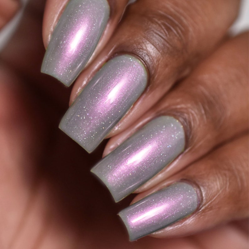 Gray Purple Holographic Vegan Nail Polish Lavender Shimmer Holo Nails Deja Vu image 3