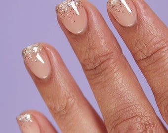 Silver Glitter Metallic Flake Vegan Nail Polish Topper - Silver Lining