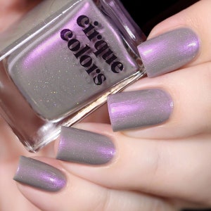 Gray Purple Holographic Vegan Nail Polish - Lavender Shimmer Holo Nails - Deja Vu