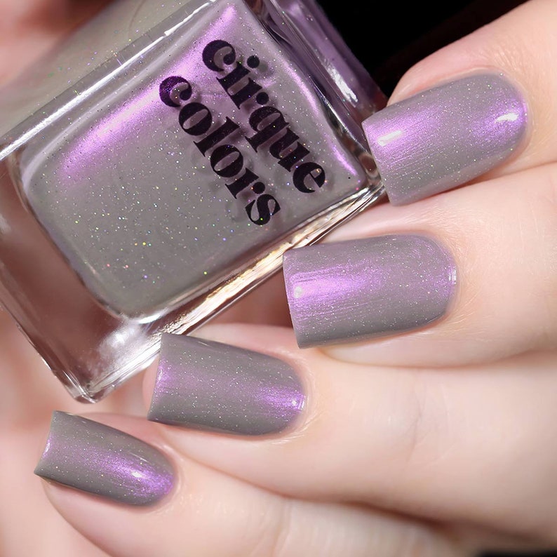 Gray Purple Holographic Vegan Nail Polish Lavender Shimmer Holo Nails Deja Vu image 1