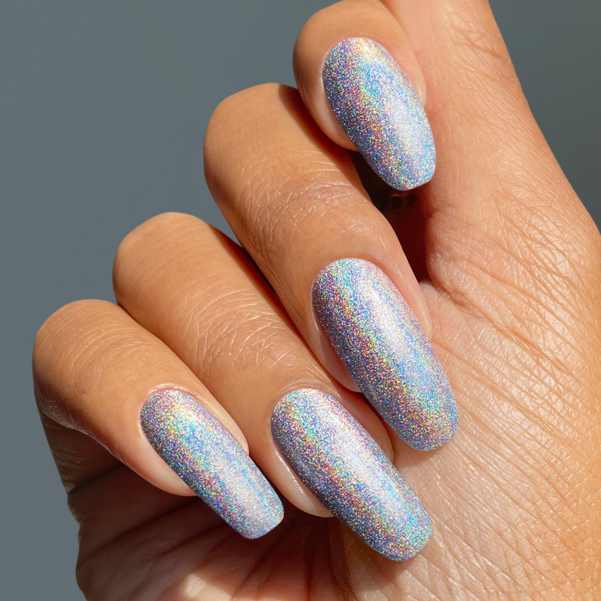 Silver Rainbow Holographic Vegan Nail Polish Silver Glitter Holo