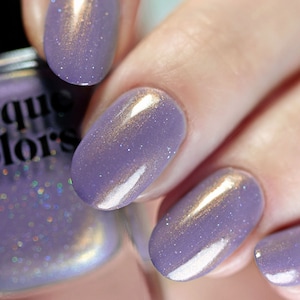 Violet Purple Gray Iridescent Vegan Nail Polish, Lavender Shimmer Holographic Nails Wildflowers image 1