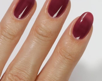 Burgundy Red Jelly Nail Polish: Shiny Transparent Finish