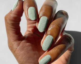 Sage Green Speckled Vegan Nail Polish - Avocado Light Green & Black Flake Polish - Paloma