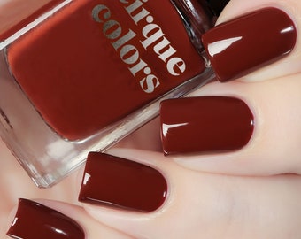 Dark Red Vegan Nail Polish - Red Brown Creme Polish - Famous Original