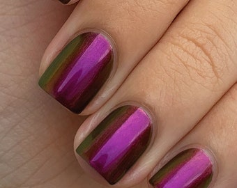 Rose Gold Multichrome Vegan Nail Polish - Magenta Pink and Green Chrome Color Shifting Polish - Chroma Rose