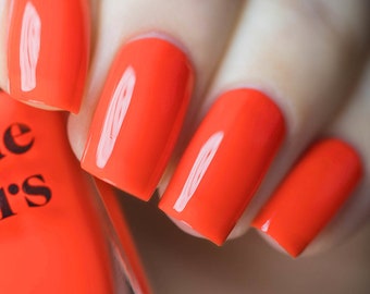 Bright Red Orange Vegan Nail Polish - Neon Orange Nail Polish - Fire Island