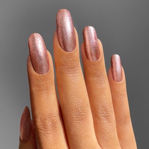 Rose Gold Vegan Nail Polish - Metallic Glitter Boho Indie Nails - Halcyon