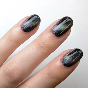 Black Holographic Magnetic Nail Polish Cirque Colors Black Swan image 2