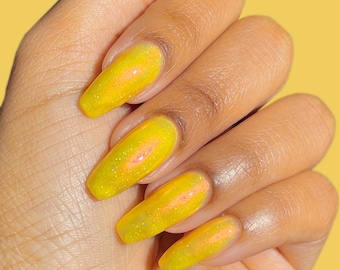 Yellow Nail Polish with Color-Shifting Aurora Shimmer - Cirque Colors Shaka