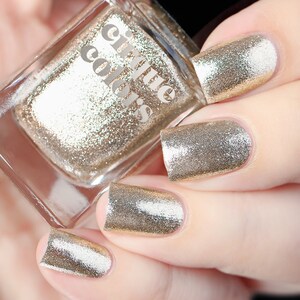 Silver Metallic Vegan Nail Polish Gold Shimmer Sparkle GlitterNails Reflektor image 3