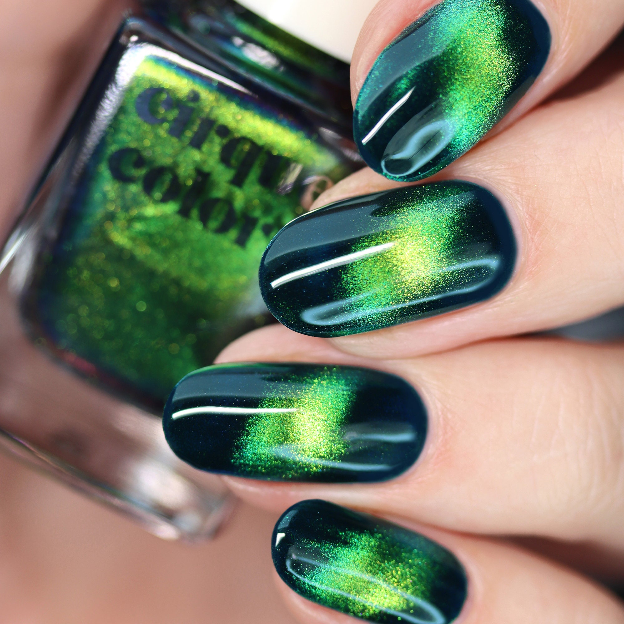 Forest Green Nails with Metallic Magic