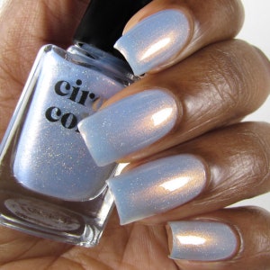 Light Blue Iridescent Vegan Nail Polish - Blue Shimmer Pearlized Holographic Nail Polish - Hygge
