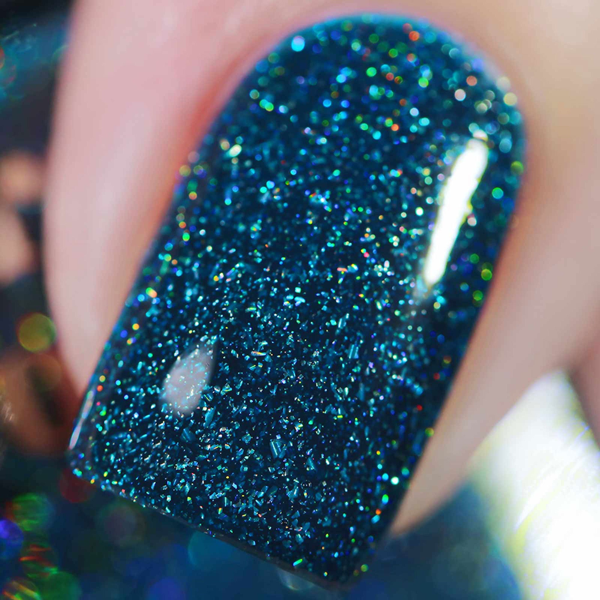 Dark Teal Holographic Vegan Nail Polish Blue Glitter Holo - Etsy.de