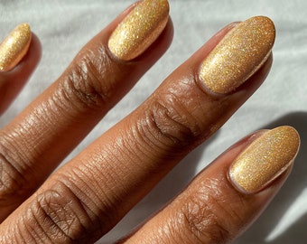 Gold Holographic VeganNail Polish - Yellow Gold Holo Nails - 24K Affair