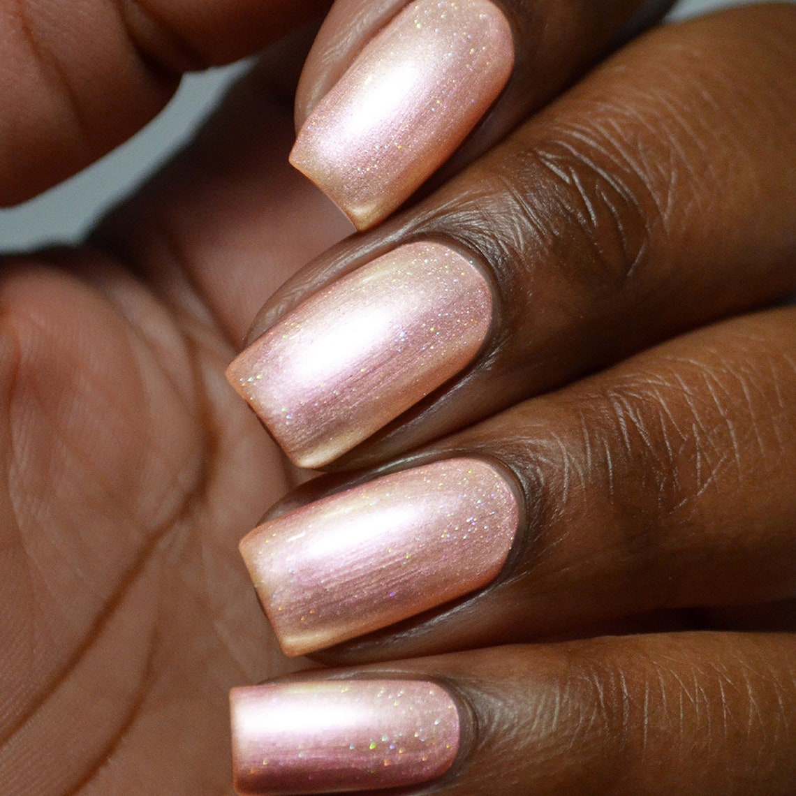 Cultured Pearl Pink Nail Polish Pearlescent Shimmer Holo Etsy