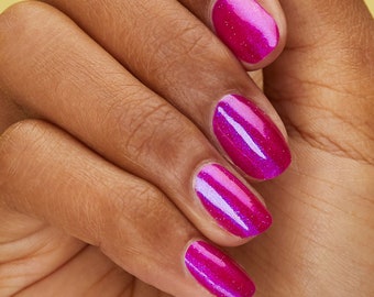 Wild Berry West - Berry Pink Shimmer Nail Polish, Iridescent Jelly Nails