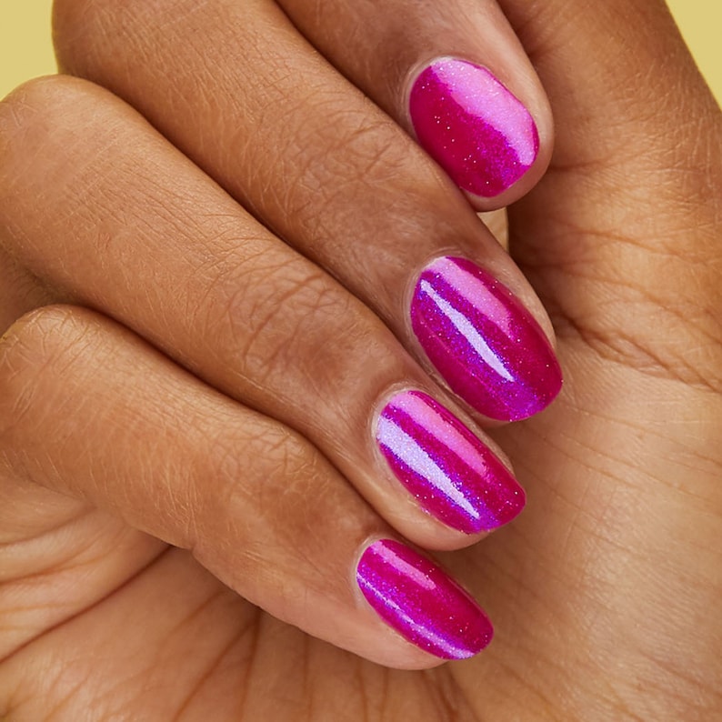 Wild Berry West Berry Pink Shimmer Nail Polish, Iridescent Jelly Nails image 1