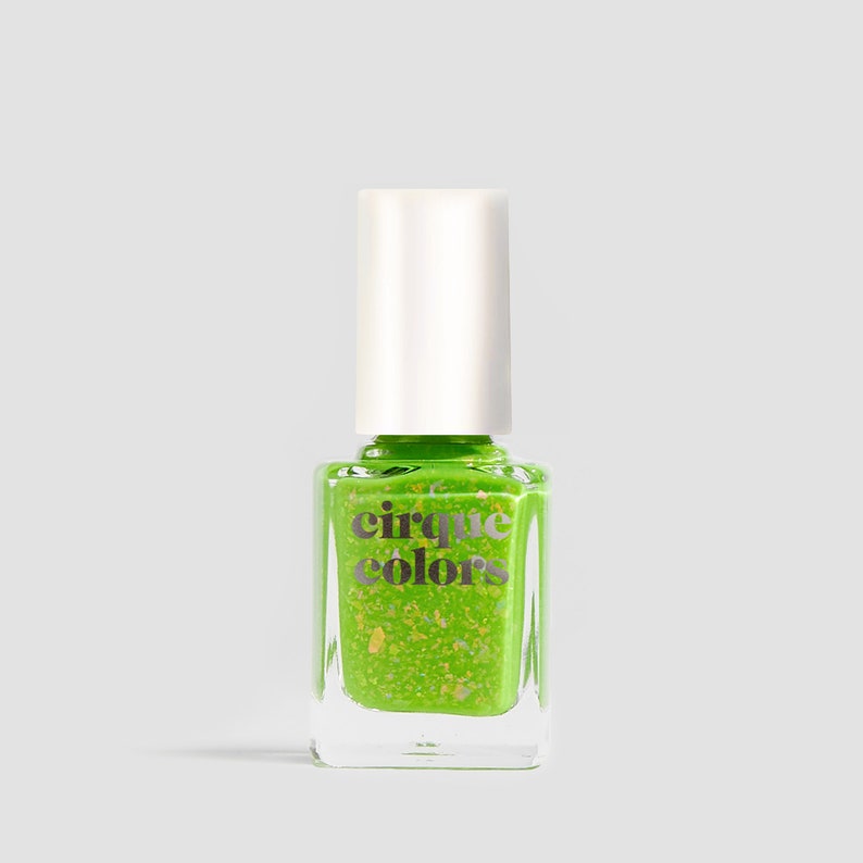 Bright Lime Green Jelly Vegan Nail Polish, Iridescent Green Flakie Nails Sour Punch image 4