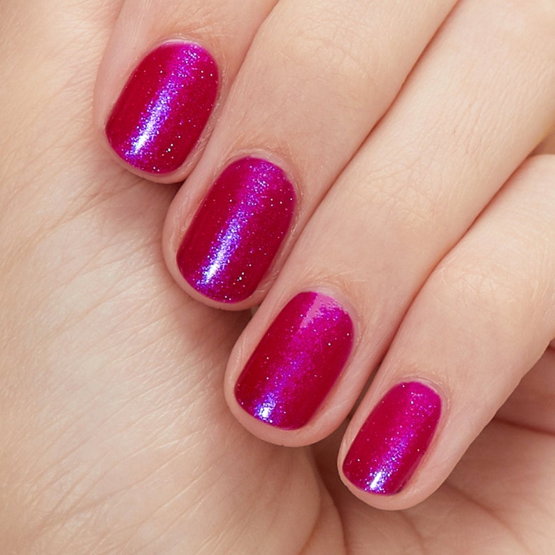 Wild Berry West Berry Pink Shimmer Nail Polish, Iridescent Jelly Nails image 3