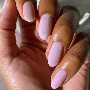 Opal Pink Sheer Vegan Nail Polish - Light Pink Shimmer Holographic Nails - Ghost Rose
