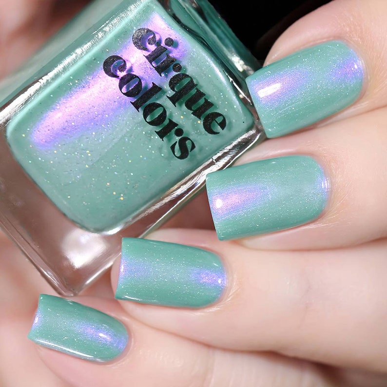 Mint Green Vegan Nail Polish Green Holographic Iridescent Nail Polish Paradiso image 1