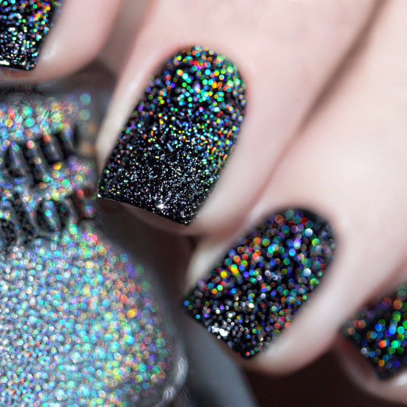 Delirium Holographic Top Coat Nail Polish Glitter Rainbow Etsy