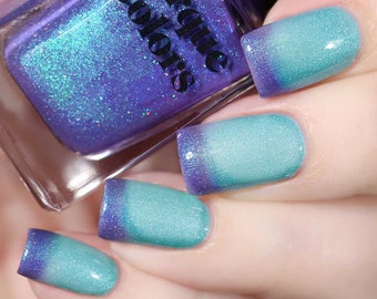 Turquoise Blue Thermal Nail Polish - Violet Purple Mood Color Temperature Changing Nail Polish - Luna