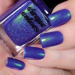 Blue Iridescent Vegan Nail Polish - Blue Green Shimmer Holographic Nail Polish - REM