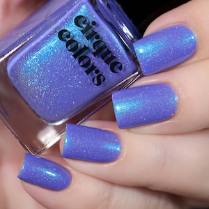 Periwinkle Blue Color Shifting Vegan Nail Polish - Blue Shimmer Holographic Nails - Nocturne