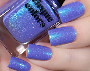 Periwinkle Blue Color Shifting Vegan Nail Polish - Blue Shimmer Holographic Nails - Nocturne